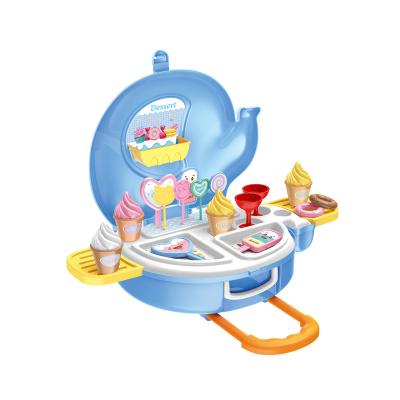 China Non-Toxic Eco-Friendly Elephant Cart Crate Plastic Pretend Soft Playset Ice Cream Dessert Cake Toys For 3+ for sale