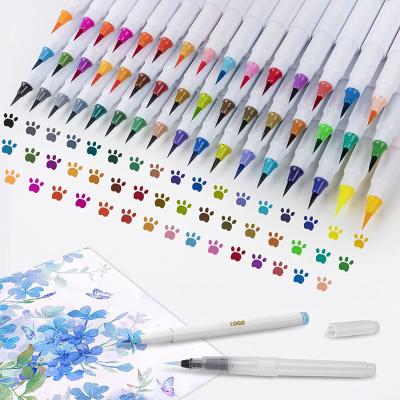 China Desktop Watercolor Brush Pens 48 Colors Watercolor Markers with 2 Flexible Nylon Tips Water Brushes Art School Supplies for sale