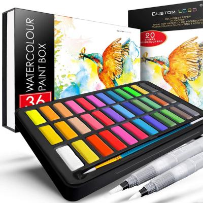 China Desktop Watercolor Paint Set, 36 Premium Colors in Gift Box with Bonus Watercolor Paper and Watercolor Brush Pens, Perfect for Artists for sale