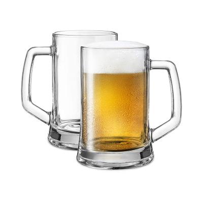 China Tall Classic Glass Beer Mugs With Handles Solid Glass Beer Stoneware Mugs Freezer Safe, Beer Mug Set for sale