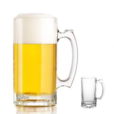 China Glass Beer Mugs Set Glass Mugs With Handle 16oz Tall Beer Glasses For Freezer Beer Mugs Drinking Glasses 500ml Bar Drinking Mugs for sale