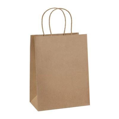 China Recyclable Brown Kraft Paper Bag With Twisted 110/130 Gsm Newsman Twine Handle Custom Bags With Your Own Logo for sale