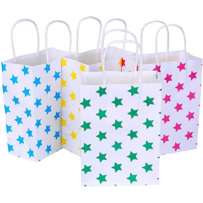 China Recyclable Kraft Paper Gift Bags With Handle Assorted Colors (Star) for sale