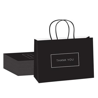 China Recyclable Black Paper Shopping Bags Retail Party Gift Bags With Black Handles Bulk Pack for sale