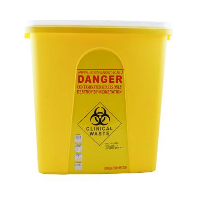 China Safe Disposal Size Quality Red Biohazard Needle Sharps Box 10L 23L Disposable Plastic Container Manufacturer Supplier for sale