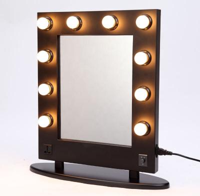 China Wholesale Professional Lighted Customize Metal Rectangular Studio Lighted Makeup Stage Mirror With 10pcs LED Bulbs for sale