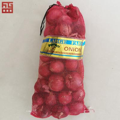 China Security / Strong Gauze Woven Firewood Bags Gauze Mesh Bags Onion Mesh Bags With Label And Drawstring for sale