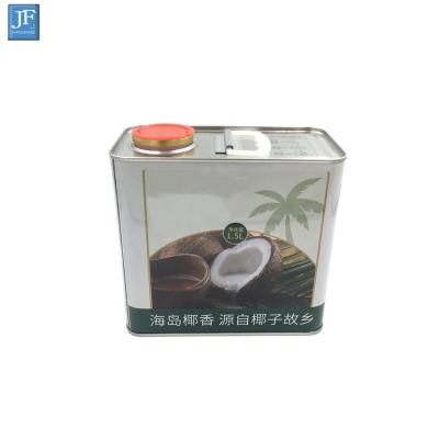 China Coconut Oil Tin Can 1.5L Oil Square Tin Can For Healthy Frying Oil for sale