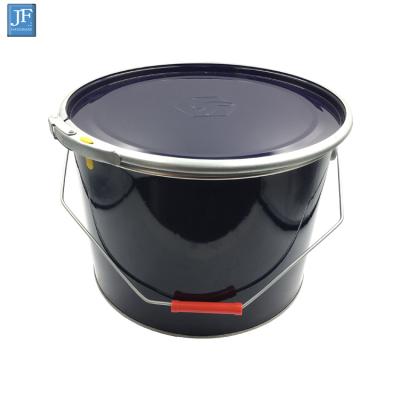 China 15L Round Metal Tin Can / Pail Bucket For Paint Oil Coating With Lock Ring for sale