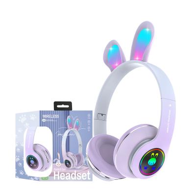 China LED Stereo Bass Noise Canceling Adults Kids Rabbit Girl Rabbit Bunny Headset Wireless Earphone Cat Powerful Low Ear Headphones for sale