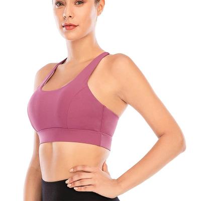 China Luxury Custom Logo Breathable Sports Bra Fitness Crop Top Selling Sexy Padded Top for sale