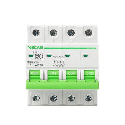 China VECAS SGP 4P Series MCB Miniature Circuit Breaker 6 Amp-63 Amp 1 2 3 4 1P 2P 3P 4P 2 Years MINI Mob Breaking High 230/400V Green for sale