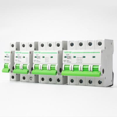 China VECAS DC/AC mini DZ47 c63 6ka electric breakers 1pole 2pole 3pole 4pole 220/415V 16A 20A 32A 63A MCB miniature circuit breaker for sale