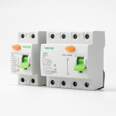 China VECAS SGPL Electrical Miniature AIR Residual Current Circuit Breaker 16A 25A 32A 2 4 pole AC 240/415V RCCB RCBO for sale