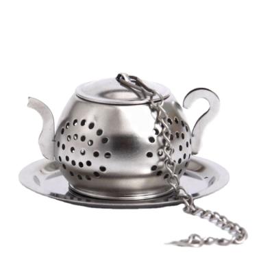 China WITH LID Wholesale Stainless Steel Teapot Shape Tea Filter Strainer Infuser With Long Chain Hook for sale