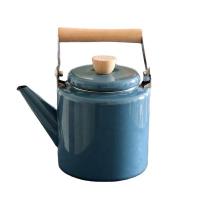 China Sustainable Classic Japanese Style Blue Pot 2.0L Enamel Kettle Coffee Pot For Induction Cooker for sale