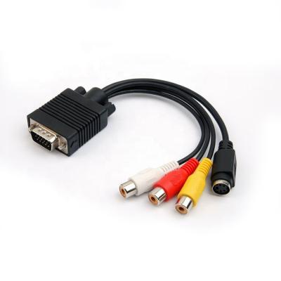 China Speaker AV Adapter For Laptop PC Computer Video Out Of HDTV TV LCD Projector Monitor VGA To TV Adapter 3 RCA Female Cable for sale