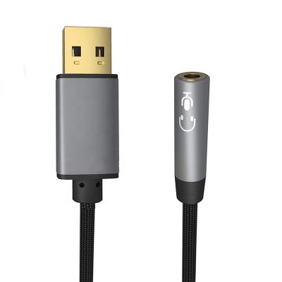 China Short Speaker Cable USB A to 3.5mm Speaker MIC Earphone Microphone Jack OTG Adapter Audio Cable for sale