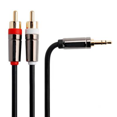 China Multimedia Premium Aluminum Shell 3.5mm to 2 RCA Y Splitter Car Stereo Audio Cable for sale