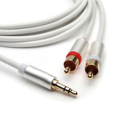 China Multimedia Premium Aluminum Shell 3.5mm Male To 2-Male RCA Y Splitter Car Stereo Audio Cable For Home Theater for sale