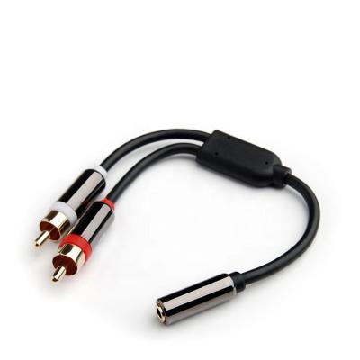 China Multimedia RCA Audio Cable, Gold Plated 3.5mm Female to 2-Male RCA Y Splitter Car Stereo Audio Cable for Home Theater for sale