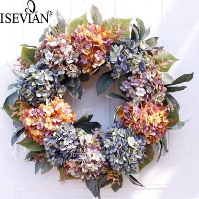 China Customized Big ISEVIAN wedding flower garland wedding decoration fabric and plastic silk flower for party for sale