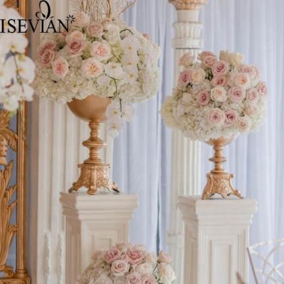 China ISEVIAN wedding cream 30/40/50 cm silk ball rose and hydrangea wedding decoration customized artificial flower diameter for sale