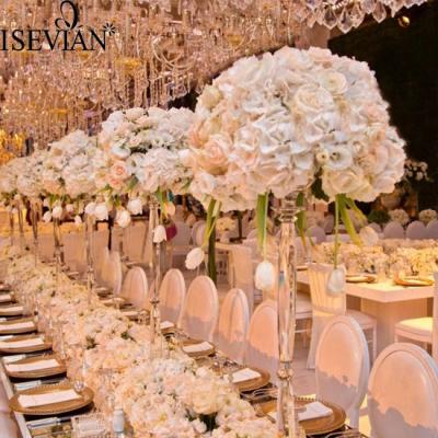 China ISEVIAN Wedding 30/40/50 cm Customized Artificial Rose Flower Silk Cream Balls For Wedding Centerpiece Decoration for sale