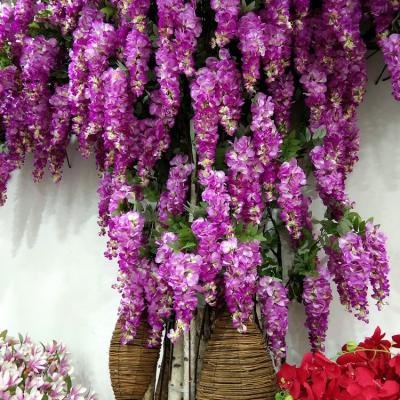 China ISEVIAN Wedding White Hanging Flowers Wisteria with 3 Flower Vine for sale