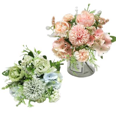 China Wedding High Quality ISEVIAN Artificial Peony and Hydrangea Bush Flowers Wedding Flower Artificial for sale