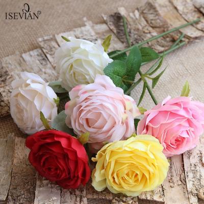 China ISEVIAN wedding fabric wholesale high quality white yellow green red rose cheap rose flower for sale