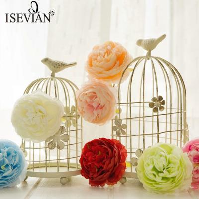 China ISEVIAN Wedding Colorful Fabric Peony Flower Heads Large Artificial Peony Head Wholesale High Quality Artificial Peony Head for sale