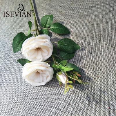 China ISEVIAN Wedding High Quality White Single Stem Large Artificial Rose and Artificial Rose Flower for Wedding and Home Decor for sale