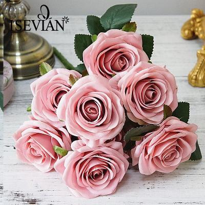 China ISEVIAN Durable Blush Pink Rose Bunch Wedding Decoration Rose Bouquet For Centerpiece for sale