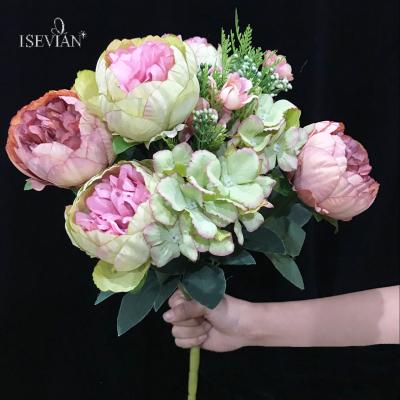 China ISEVIAN Wedding Green Peony Flower Bouquet with Accessories for Wedding Centerpiece for sale