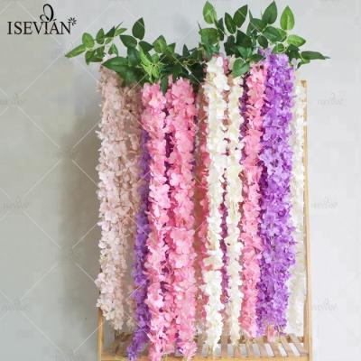 China ISEVIAN Long Lasting Artificial Wedding Wisteria Flower Decorative Vine for sale