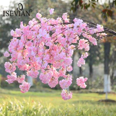 China Beautiful ISEVIAN Designs High Quality Silk Flower Branch Artificial Cherry Blossom For Wedding Decoration for sale