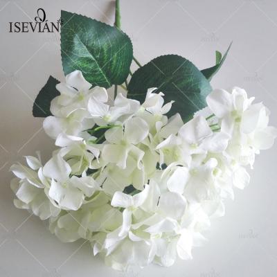 China ISEVIAN Wedding Cheap Artificial Fabric White Hydrangea Flower For Wedding Decoration for sale