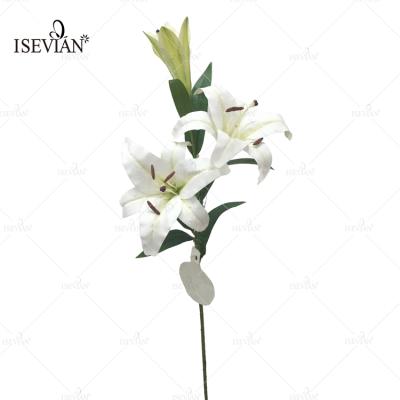 China Wedding ISEVIAN Wedding Decorative Flower Real Touch Stem White Lily Artificial Wedding Single Flower for sale