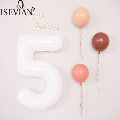 China White 40 Inch Set Wedding ISEVIAN Number Foil Balloons Birthday Party Decoration for sale