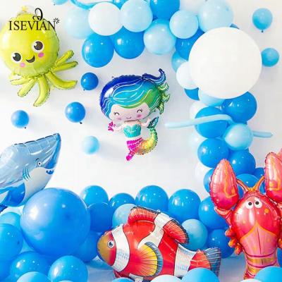 China Cartoon face animal foil balloons decoration ISEVIAN fish shark dolphin colorful foil balloon ocean for sale