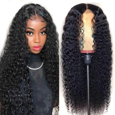 China 8A Virgin Hair Deep Curly Malaysian Sheer Lace Front Human Hair Wig for sale