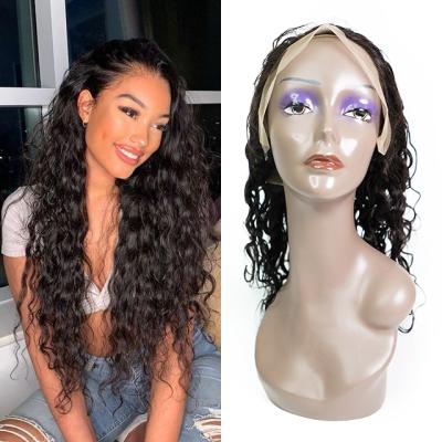 China Water Wave Bleached Knots Brazilian Indian Ear To Ear Deep Water Wave Swiss Lace Front Human Hair Lace Closure Wig for sale