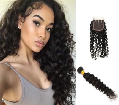 China Deep Wave Raw Virgin Cuticle Aligned Hair From India , Full Cuticle Aligned Indian Hair Extensions for sale