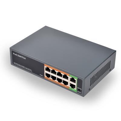 China full metal case 8 ports 100Mbps IEEE 802.3af/a standard 96W power backplane bandwidth 2.0 Gbps uplink port POE switch for sale