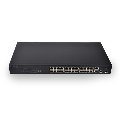 China 28-port Gigabit switch IEEE 802.3af/a standard 370W power backplane bandwidth 52 Gbps uplink port POE switch for sale