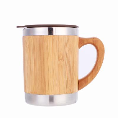 China 2020 New Arrival 304 Stainless Steel Cover 350ml Bamboo Mugs Viable, Coffee Mug With Handle And Lid For Gift for sale