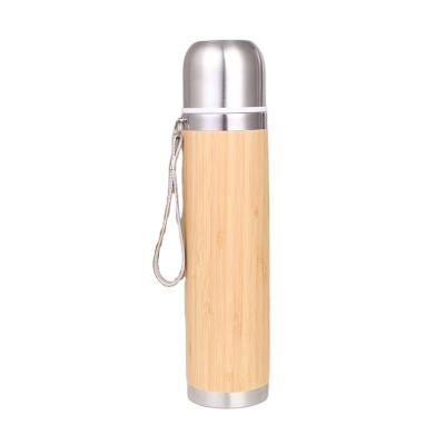 China Viable New Product Thermos Vacuum Flask Bamboo Mug, Double Wall Stainless Steel Tall Lean Thermos Bottle Keep Cold And Hot for sale