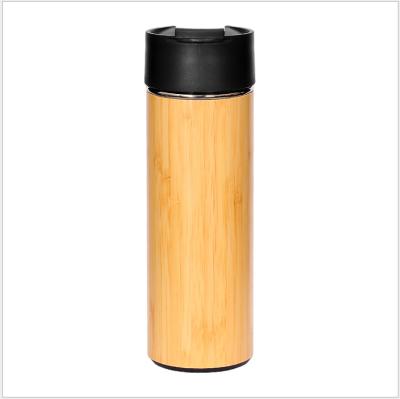 China 2021 450ml eco-friendly high quality viable laser engraved bamboo wooden thermal flask with wide mouth for sale