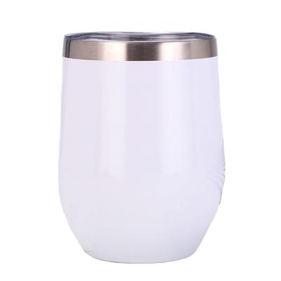 China Watersy 12oz Double Wall Stainless Steel Viable Hot Selling Stemless Egg Shape Insulated White Wine Sublimation Tumbler Mug for sale